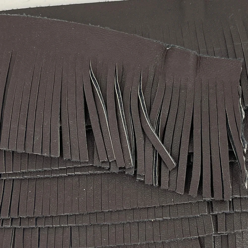 Faux Leather Fringe Trim Chocolate Brown 2.5 Inched wide 12 Yards